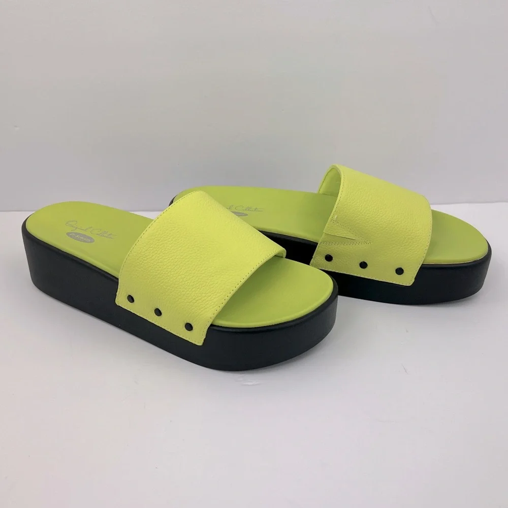 Dr. SCHOLL’S ORIGINAL COLLECTION, PISCES MAX SLIDES, LIME GREEN UPPER LEATHR, 9M - Picture 5 of 17